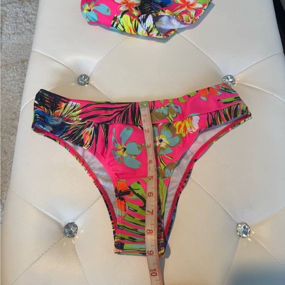 Tropical Floral Bandeau Tube Top High Waisted Bikini Size Small NWT New - Picture 11 of 12